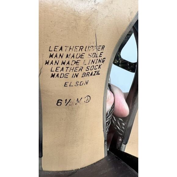 Enzo Angiolini Elson Brown Leather Slip On Sandal Mules Size 6.5M Made In Brazil - Picture 8 of 10